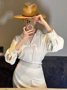 DAZY 女士度假休闲衬衫和裙子两件套 - 米色 - 查看 1