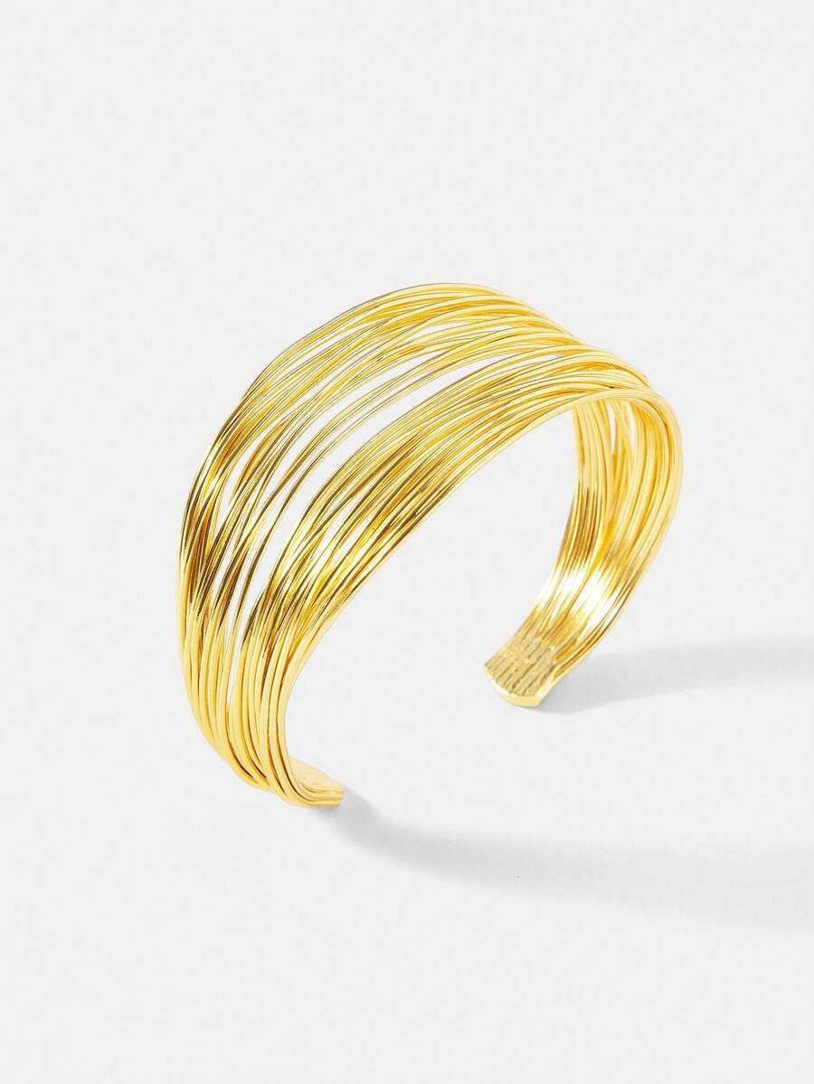 PREMIUM Vòng tay vàng 18k dệt thủ công dạng tuyến tính - Vàng - Xem 2
