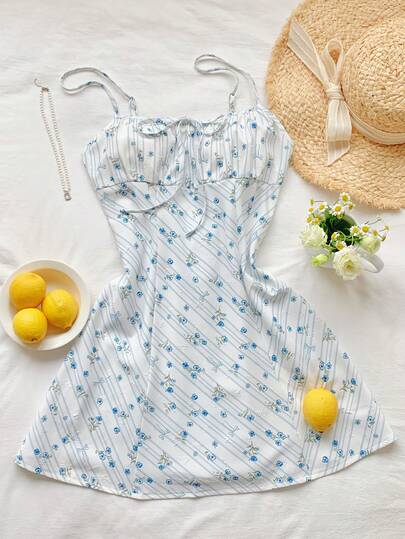 Comfortcana 2026 Spring/Summer New Women's Blue Textured Floral Suspender Pleated Strap Dress,Easter,Festival,Party,Beach,Wedding, Graduation,Going Out,Prom,Birthday,Elegant, Vacation,Casual, Luxury,Sports, Formal