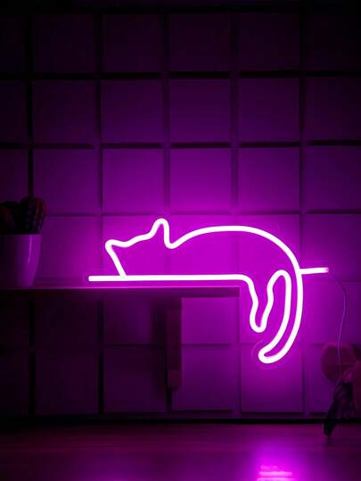 1 Biển hiệu đèn LED hình mèo lười, đèn acrylic có thể điều chỉnh độ sáng, cấp nguồn bằng USB, trang trí dễ thương cho người yêu thú cưng, phòng ngủ, phòng chơi game và tiệc tùng.
