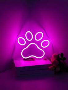 1PC Pink Paw Print LED Neon Sign, USB Powered Acrylic Light With Switch & Hanging Chain, Cute Decor For Pet Lovers, Bedroom, Game Room, Bar & Party - Multicolor - View 3
