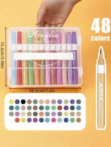 24/36/48-Color Stackable Acrylic Marker Set, Soft Tip, Suitable For Student Drawing, Easy To Layer, Washable, Children'S Watercolor Pens. - Sets - View 4