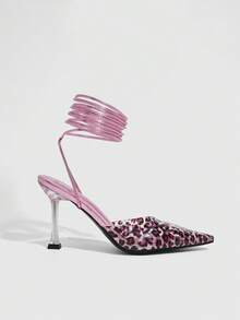 CUCCOO SZL Women Shoes Spring And Summer New Pointed Transparent High Heel Thin High Heel Strap Transparent TPU Film Sexy Commuting Comfortable Women's High Heel Shoes Workplace Wear Temperament Women's Shoes - Mauve Purple - View 2