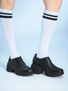 Sugerpunk Women's Heeled Sandals - Ankle Boots For Petite, Thick Sole Loafers, Suede Leather Pumps, Black Closed Toe Chunky Heels - Black - View 3