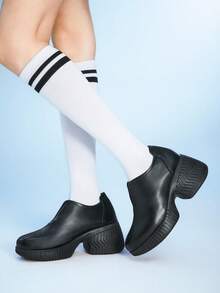 Sugerpunk Women's Heeled Sandals - Ankle Boots For Petite, Thick Sole Loafers, Suede Leather Pumps, Black Closed Toe Chunky Heels - Black - View 6