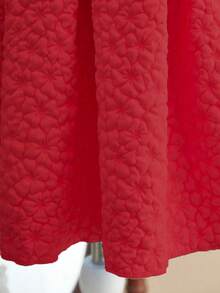 SHEIN Vestido sin mangas con cuello redondo y estampado floral jacquard elegante para niñas pequeñas, con lazo desmontable y cierre con cremallera en la espalda, para uso casual diario, fiestas y ocasiones especiales - Rojo - Ver 4