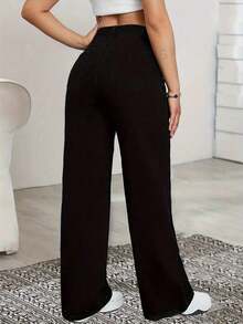 Mezclilla mujer ropa vaquera de mujer wide leg jeans mujer pantalones de mujer pantalones de mezclilla pantalones de mezclilla mujer pantalon de mezclilla dama - Negro - Ver 3