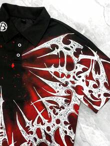 ROMWE MEN 2026 Spring, Summer & Autumn Men's Casual Turndown Collar Polo Shirt, Fashion Summer Top - Black - View 3