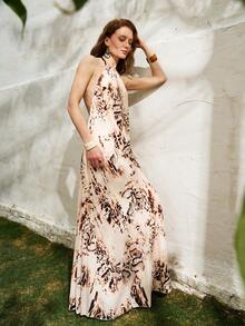 Airaco Vestido plisado con estampado animal, elegante y de moda, estilo de vacaciones para el verano - Multicolor - Ver 3