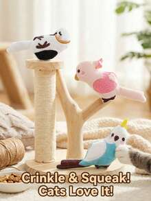 PETSIN Juguete para gatos con forma de pájaro de dibujos animados, que contiene papel con sonido para juego interactivo con gatos - Multicolor - Ver 1