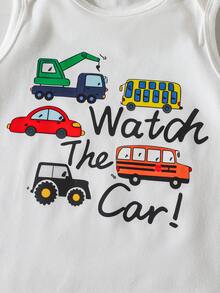 3pcs/Set Newborn Baby Boy/Girl Cute Cartoon & Striped Knit Romper, Summer - Multicolor - View 5