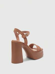 CUCCOO BIZCHIC Women's Thick Sole Buckle Design Glamorous Fashion High Heel Sandals Summer Shoes - Light camel - View 3