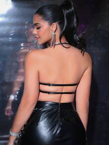 MidnightGlam 1 pieza Ropa interior de mujer, Sujetador de encaje negro con aro, Taza sexy y delgada - Negro - Ver 2