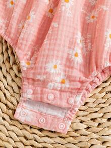 SHEIN 女婴碎花连体衣，配蝴蝶结发带 - 粉色 - 查看 7