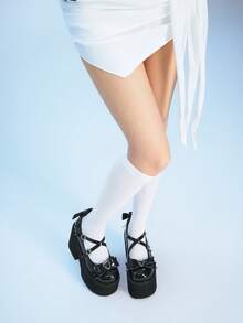 Sugerpunk 女士黑色高跟厚底玛丽珍鞋，时尚厚底，适合秋冬季节、春假和复活节穿着 - 黑色 - 查看 4