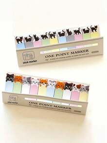 150 Sheets/Pack, Cute Cat-Themed Sticky Note Set-A Must-Have For Bookmarks And Memos, An Office Essential Back To School. - Multicolor - View 1