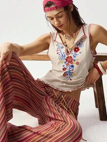 Bohemela 女士休闲纯色针织修身吊带背心 - 米色 - 查看 4