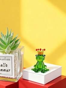 MINKOJA 1pc, Handmade Crystal Frog Statue | Cute Green Frog Ornament, Suitable For Holiday And Table Decoration, Home Decoration, Valentine's Day, St. Patrick's Day, Easter, Party Gift,Easter,Easter Gift,Miniature Things, - Multicolor - View 1