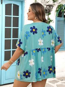 SHEIN CURVE+ Áo kiểu nữ cỡ US22, thích hợp cho lễ hội âm nhạc, kỳ nghỉ bên bờ biển, phong cách bohemian. Áo kiểu nữ mùa hè dễ thương, áo dệt kim. - Nhiều màu - Xem 3