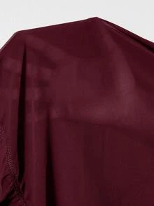 Femmeverse Plus Size Women Layered Ruffle Trim Long Sleeve Casual Top, Elegant Style For Holiday Fall - Burgundy - View 6