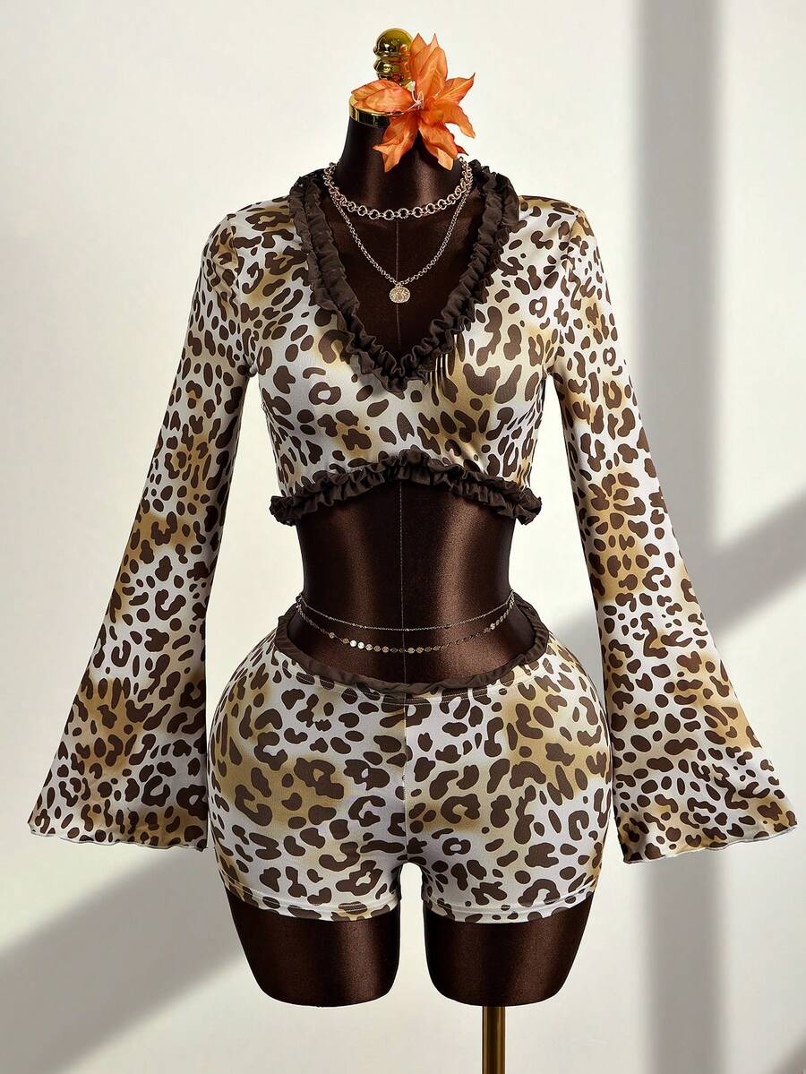 Zestiva 女士时尚蕾丝拼接印花两件套 - 彩色 - 查看 1