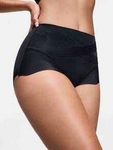 SHAPORA Bragas de cintura media sin costuras de unicolor para mujer - Negro - Ver 1