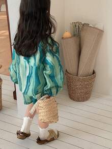 DAZY Infant/Toddler Girls' Ombre Vacation Style Spring/Summer Korean Long Sleeve Shirt Set - Mint Green - View 1