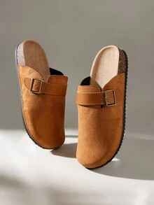 Solecia Women's Buckle Design Casual Slip-On Mules For Christmas - Camel - View 6