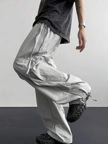 Manfinity Hypemode Pantalones casuales versátiles para hombres con parches y cremallera lateral calada - Gris - Ver 1