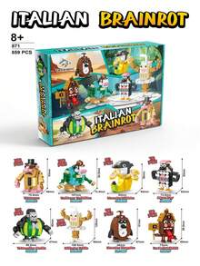 26 New Brainrot Bricks Tung Tung Sahur Italy Tralalero Tralala Building Blocks Mythology Building Blocks Set For Adults - Global Ancient Creatures DIY Model Funny Assembly Toys Birthday Gifts - Multicolor - View 1