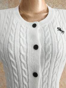 Mistrie Women's White Knit Button Sweater Vest Top Twisted Rope Sleeveless Casual Autumn Elegant And Classy School Back-To-School Patchwork Summer Tops - White - View 6