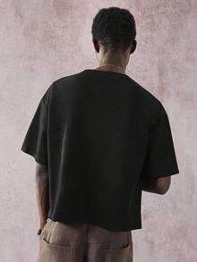 STYNVO 男士字母印花圆领休闲短袖T恤 - 黑色 - 查看 2