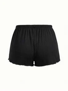 Bonmuse INS 简约紫色罗纹女士家居服，适合休闲装和睡衣 - 黑色 - 查看 3