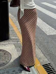 Siren Gaze Women's Wavy Striped Long Mermaid Skirt - Multicolor - View 1