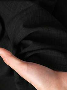 Rusticease 女士纯色V领卷边袖衬衫和阔腿裤休闲套装 - 黑色 - 查看 4