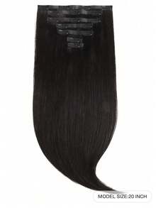 Seamless Clip Ins 100% Real Human Hair Extension 7PCS Seamless PU Clip In Human Hair Extensions Straight 14-22 Inch Natural Black Skin Weft Remy Hair Extensions 110G With Clips - S1B - View 2
