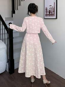 Modelyn Elegant Outdoor Ladies Jacquard Suit - Pink - View 2