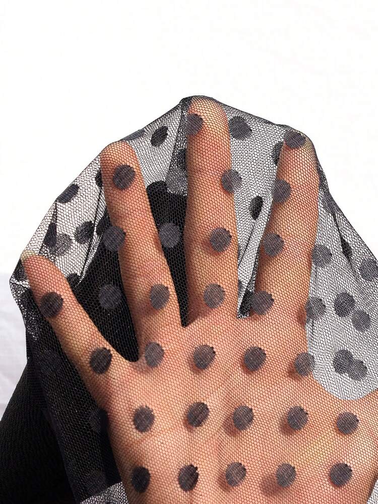 Plus Size Elegant Commuter Polka Dot Mesh Patchwork Dress Zanzea Dress For Women Zanzea Dress Plus Size Zanea Dress For Woman, Vacation Outfits Women,Elegant Dresses For Women Black Dresses For Women Casual Chic Dresses For Women Mesh Sleeve Dress Women Dress Quick Ship Dress