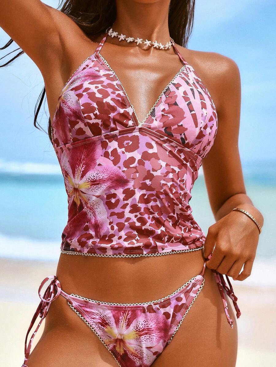 Swim SPRTY Sweet Cherry Plaid Bikini Set - Multicolor - View 1