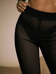 Hauture Summer Pull On Crochet Straight Leg Pants - Black - View 6