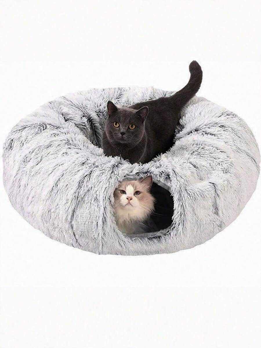 猫隧道，猫床，带垫子的游戏隧道，毛绒材质，适合深度睡眠，可拆卸可清洗，多功能互锁猫通道。 - 彩色 - 查看 1