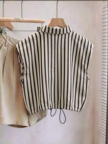 Franclia Áo sơ mi nữ kẻ sọc cài một hàng khuy, kiểu dáng thường ngày đa năng. - Nhiều màu - Xem 2