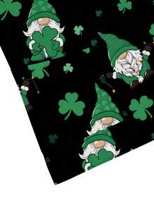 PopScrub 黑色V领短袖双口袋可爱绿色矮人四叶草卡通印花设计护士医生工作服上衣，纯色宠物美容营养师实验室工作服，功能性多口袋夏季女式上衣，可爱 - 黑色 - 查看 4