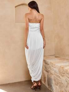 Enchnt 无肩带碎花连衣裙 - 白色 - 查看 6