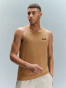 Driftmere Men Casual Knitted Sleeveless Tank Top With Round Neckline And Letter Print For Summer - Khaki - View 5