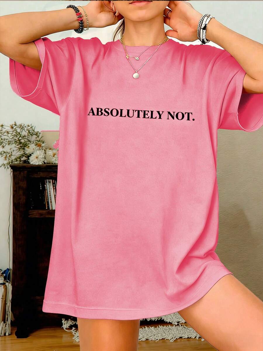INAWLY Women's Round Neck Fashionable Printed T-Shirt - Round Neck Casual Top - Lightweight T-Shirt Suitable For All Seasons - Pink - View 1