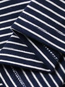 Dazy Kids Young Girl Casual Striped Round Neck Short Sleeve T-Shirt, Summer - Navy Blue - View 7