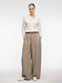 Mnmlis 女士时尚百搭通勤搭扣平底鞋，圣诞节必备 - 杏色 - 查看 9