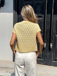 Pariaura 女士常规版型法式浪漫简约针织上衣 - 黃色 - 查看 2