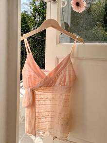 Comfortcana 2026 New Arrival Spring/Summer Pink Casual Women Front Knot Camisole Dress Top Summer Vacation Dress Beachy Dress Summer Cocktail Dress Vacation Outfits Women  Pink Top Y2K Tops Wrap Tie Top Summer Top Pink Spaghetti Strap Top Anthropologie Inspired Top - Pink - View 6